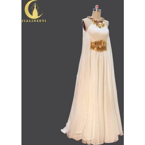 Rhine real Pictures Zuhair Murad High Neck Gold Sequins with cape Chiffion floor length prom dress evening dresses long