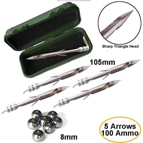 Slingshot Hunting Bow Catapult Ammo Arrow Shooting Sightscope Crossbow Triangle Head Dart Steel Ball