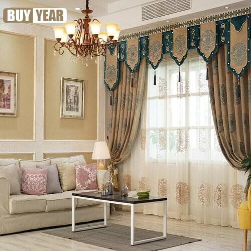 Chenille Jacquard Curtains Blackout Curtains for Bedroom and Living Room New Style European Luxury Curtains for Window Cortina