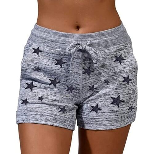 Stripe Summer Women Shorts Casual Quick Drying Lace Up Vintage Ladies Stars Printed Straight Shorts Running Fitness Pants