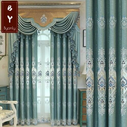 Modern Minimalist Curtains for Living Dining Room Bedroom European Style Embroidery Curtain Tulle Finished Product Customization