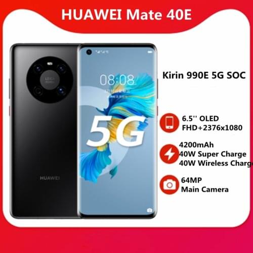 Original HUAWEI Mate 40E 5G SmartPhone 6.5'' OLED 90Hz Screen 4200mAh Battery 40W Super Charger 40W Wireless Charger 64MP Camera