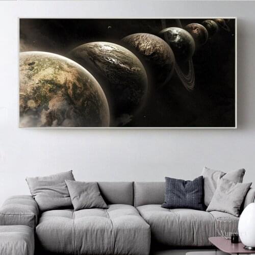 Modern Eclipse of The Moon Canvas Poster Minimalist Art Painting Universe Wall Picture Long Banner Print Living Room Decoration