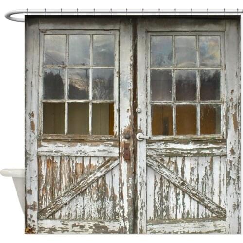 Old Vintage Wood Doors - Decorative Fabric Shower Curtain (69"x70") rideau de douche douchegordijn duschvorhang