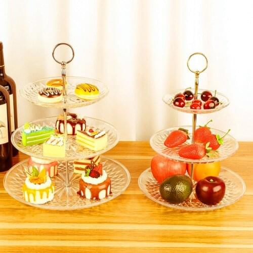 Three-tier Crystal Cake Stand Gold/Silver Fruit Plate Snack Box Party Birthday party Desktop Decoration