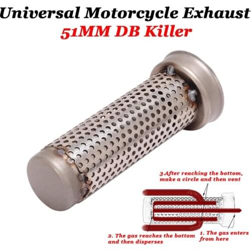 50.8mm Motorcycle Exhaust Metal Catalyst Back Pressure DB Killer Silencer Muffler Baffle Reduce Noise High Torque At Low Speed