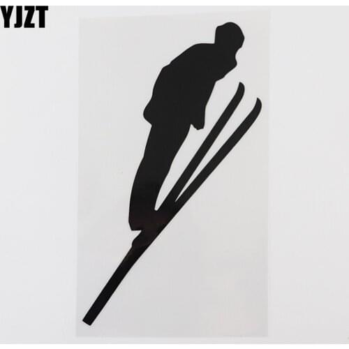 YJZT 10.8CMX17.4CM High Jump Ski Jumper Decal Vinyl Car Sticker Black/Silver 8A-1096