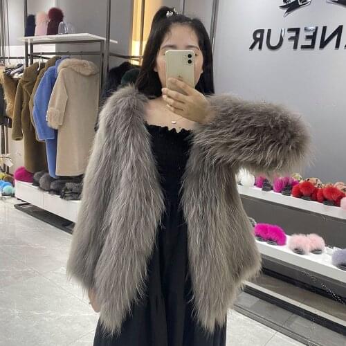 Womens Winter Jacket Real Fur Coat Knitted Casual Fashion V-Neck Warm Mongolia Sheep Fur Coat