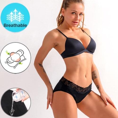 Leakproof Women Menstrual Panties Period Lace Sexy Lingerie Physiological Underpants 4 Layers Dropshipping Menstrual Panties VIP