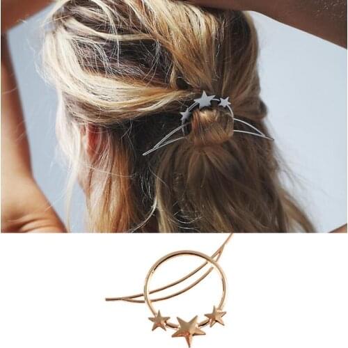 Hot Sale Hair Accessories Vintage Geometry Size Star Moon hairpins Side Clip Haircut for Women Mothers Day Birthday Gifts