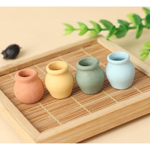 1PC/4Pcs 1:12 Scale Dollhouse Miniature Porcelain Flower Vase Dolls House Accessories Pretend Play Toys for Kids 2.2cm*2cm