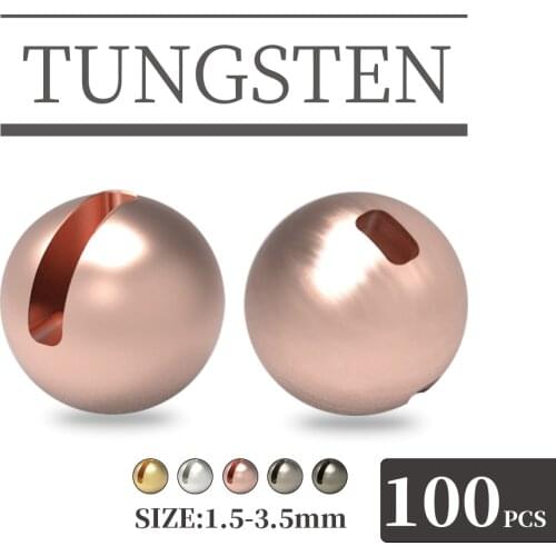 MUUNN 100pcs 1.5-3.5mm Tungsen Slotted Beads Fly Tying Material Multi-Color Fly Fishing Tungsten Beads