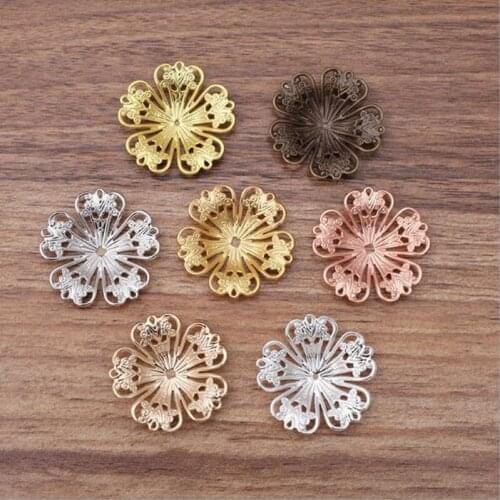 20pcs/lot 32mm Flower Loose Flower Spacer Bead Caps For Diy Jewelry Making Necklace Handmade Finding Accessories