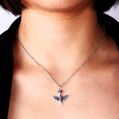 20 PCS/LOT Airplane Necklaces Pendants Air Plane Pendant Aircraft Choker Necklace For Women Men Handmade DIY Jewelry Wholesale