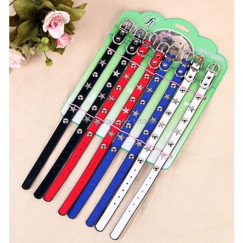 200 pcs/lotCat Collar PU Leather Pet Cat Soft Collars Small Medium Cat Cats Neck Strap Adjustable Collar