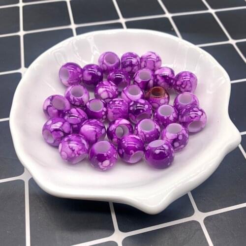 30pcs 12x10mm Purple Big Hole Round Acrylic Beads for Jewelry Making DIY Accessory Necklace Jewelry Making