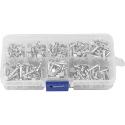400pcs M3 Solid Rivet Flat Head Aluminum Rivets Flat Head 4mm-16mm Length