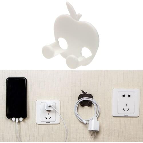 5pcs/set Finishing Plug Holder Hook Storage Rack Kitchen Home Storage Organizer Self Adhesive Hooks Wall Sticky Hanger Holder