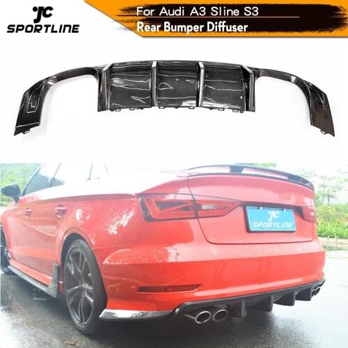 Carbon Fiber Car Rear Bumper Diffuser Lip Spoiler for Audi A3 Sline S3 Sedan 4D 2014-2016 Rear Diffuser Lip Spoiler Not for RS3