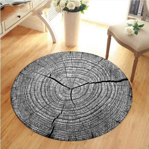 Grey 3D Dry Wood Grain Ring Sectiom Round Large Carpet For Living Room Anti-Slip Chair Table Rug tapetes para casa sala