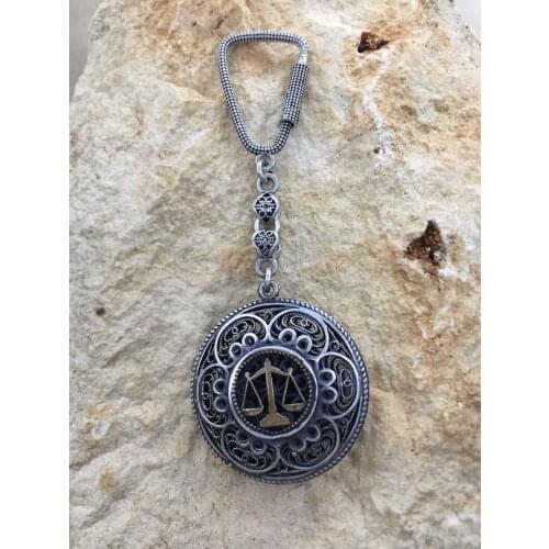 Law Justice Scale Motif Filigree Silver Is Keychain Midyat