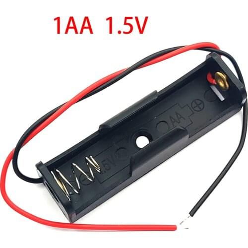 AA Size Power Battery Storage Case Plastic Box Holder With Leads 1AA Battery Case AA Battery Box 1.5V DIY