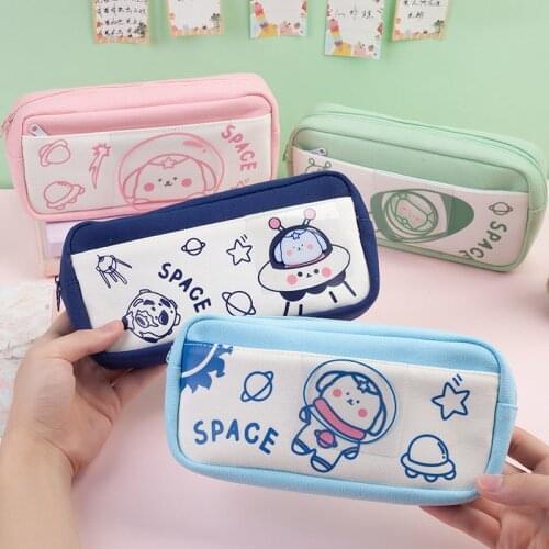 Astronaut series animal pencil case student stationery pencil bag cute large capacity storage bag school supplies kawaii bag