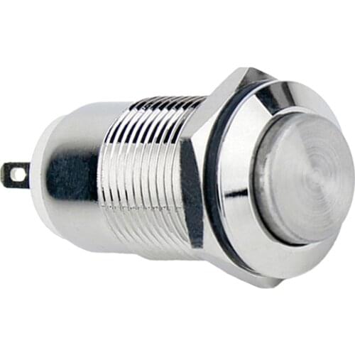 Latching Pushbutton Switch ON/OFF Silver Stainless Steel Waterproof Suitable for 12mm 1/2'' Mounting Hole 2pin