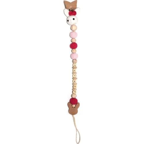 Fuchsia White Rabbit Is Pacifier Hanger