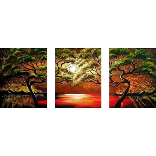 5D Diy Embroidery Handicraft Triptych Couple Tree Diamond Painting Cross Stitch Full Square European Home Decor Mosaic Picture