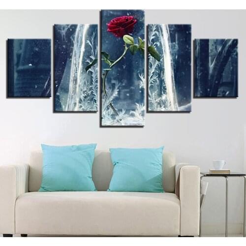 Canvas Painting HD Beauty and the Beast 5 Pieces Wall Art Painting Modular Wallpapers Poster Print for living room Home Decor