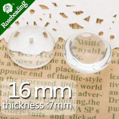 16mm Round Flat Back clear Crystal glass Cabochon,thickness 7mm,Top quality;clear glass,glass title;sold as 100pcs/lot-C3455