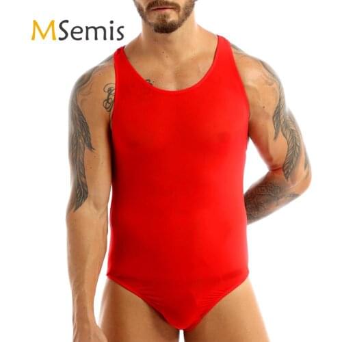 Swimwear Mens Gymnastic Mankini Thong Leotard Swimsuit One Piece Lingerie Undershirt Bodysuit Over The Shoulder Swimming Suit