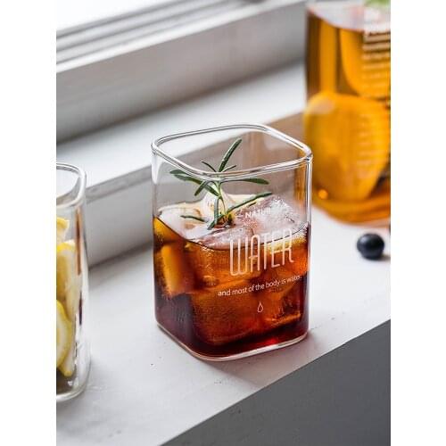 Square Drinking Glass Mugs Heat Resistant Tea Cups Water Glass Beer Glass Transparent Juice Mug Cocktail Glass Milk Cup