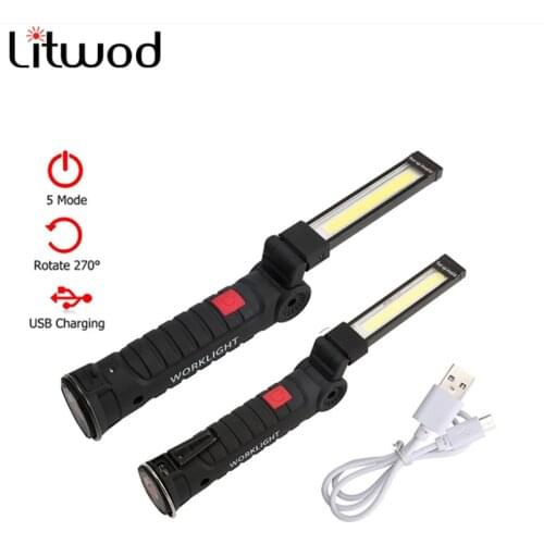 Work Light Lamp COB LED Flashlight USB Rechargeable With Built-in Battery Set Multi Function Folding Camping Torch For Service