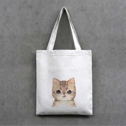 Fashion Womens Cute Cat Canvas Shoulder Bag Large Capacity Shopping Bag School Bag Travel Leisure Handbag