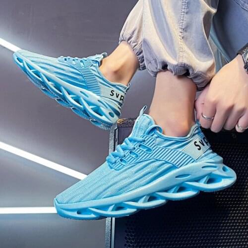 Fashion Blue Mens Blade Shoes Breathable Mesh Running Shoes Men Outdoor Sport Trainers Sneakers Comfort Athletic Gym Men Shoes