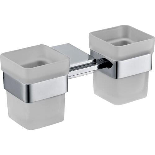 Morror Polished SUS304 Stainless Steel Bathroom Double Glass Cups & Tumbler Holders Toothbrush Cup Holders Bathroom Accessories