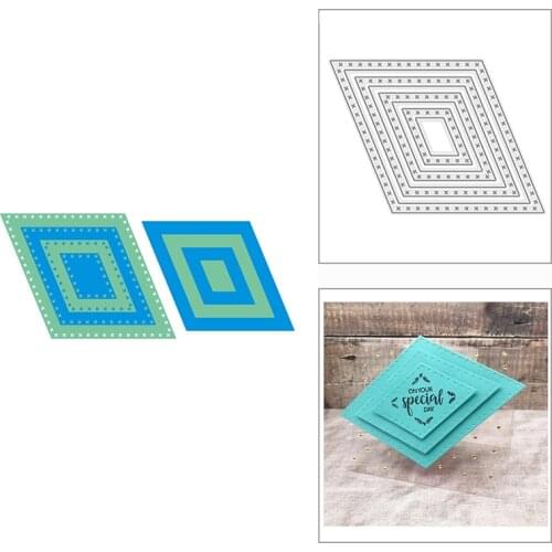 2021 New Skewed Cross Stitch Square Metal Cutting Dies for DIY Scrapbooking Decor and Card Making Paper Craft Embossing No Stamp