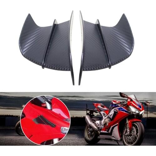 Carbon Fiber Look Universal Motorcycle Front Fairing Winglets Side Spoilers Wing Sticker For Harley Honda Yamaha SUZUKI Kawasaki