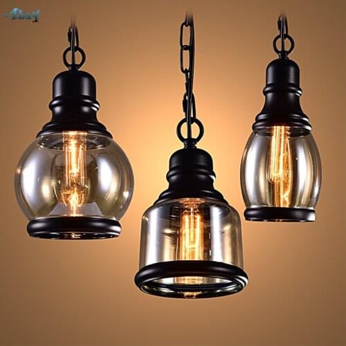 Bowling Pendant Lights Industrial Antique Bedroom Dining Room Cafe Restaurant Bar Shop Desk Iron Glass Lamps Hanging Fixtures