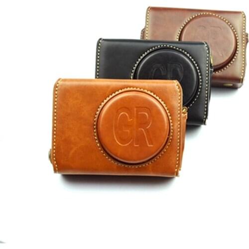 Luxury PU Camera Leather Case For Ricoh GR GRII GR GR2 Video Camera Bag Case Cover With Strap