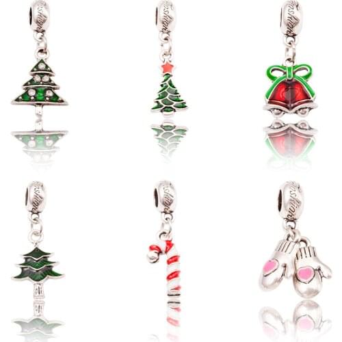 Christmas pendant series 1Pcs/Lot Silver Plated Charms Beads European DIY Beads Fit Pandora Charms Bracelets & Bangle Fashion Jewelry js1029