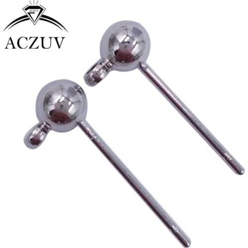 Rhodium Plated 1000pcs 3mm 4mm 5mm 6mm Ball Earring Post Pin with Loops Jewelry Making Findings Accessories PEP006