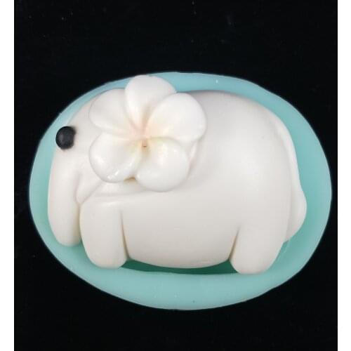 DW0174 PRZY Silicone Mold Fondant Mould Soap Candle Decor Molds Clay Resin Cartoon Elephant with Plumeria Silicone Eco-friendly