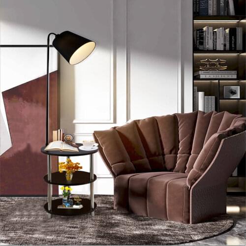 Nordic solid wood modern 220V360 degree rotating leisure small table floor lamp LED coffee table living room bedroom villa lamp