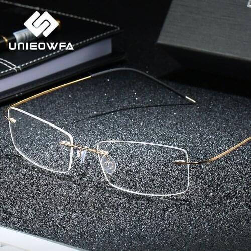 Ultralight Titanium Rimless Glasses for Men Frame Clear Optical Eyeglasses Korean Transparent Spectacles Myopia Eyewear Frame