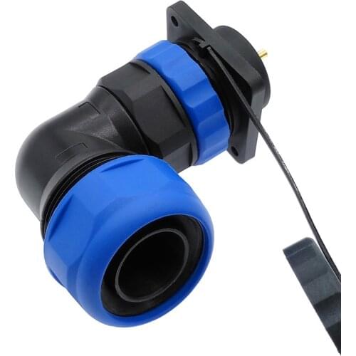 SP28 corrugated pipe waterproof connector IP68 angle connectors 2pin 3/4/5/6/7/9/10/12/14/16/19/22/24/26Pin 90 degree elbow