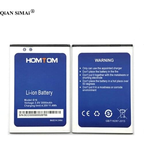 High Quality New Backup S16 Battery For Homtom S16 3.8V 3000mAh Replace Mobile Phone Batteries In Stock Recharge