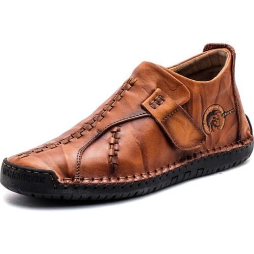 High Quality Genuine Leather Men Big Size Boots Winter Waterproof Ankle Boots Riding Boots Hook & Loop